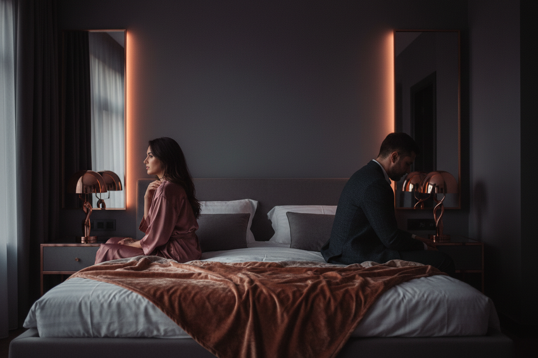 Paar spricht offen über Intimität und Beziehung, um eine Bettflaute zu überwinden und wieder mehr Leidenschaft, Nähe und Lust im Schlafzimmer zu erleben.