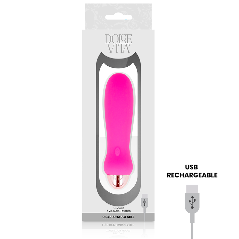 DOLCE VITA - AUFLADBARER VIBRATOR FÜNF ROSA 7 GESCHWINDIGKEITEN Produktansicht und Details
