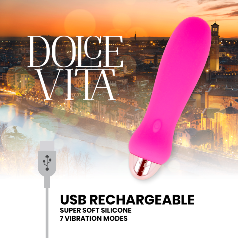 DOLCE VITA - AUFLADBARER VIBRATOR FÜNF ROSA 7 GESCHWINDIGKEITEN hochwertiges Sextoy bei Secret Pulse