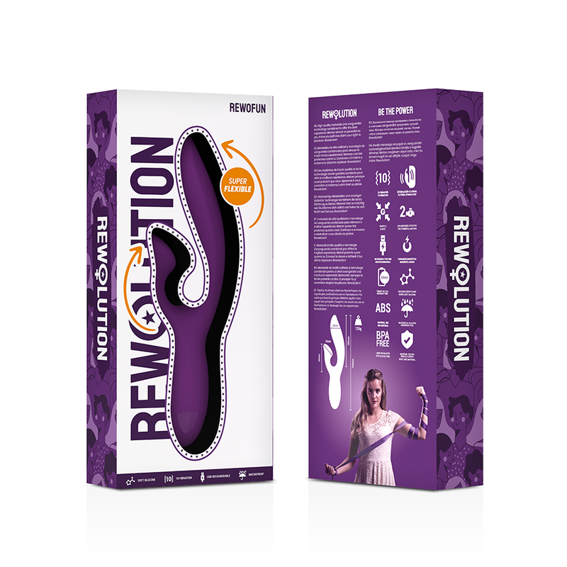 REWOLUTION RewoFun Rabbit Vibrator – Flexibel, 10 Vibrationsmodi, 5 Intensitäten, IPX7, Silikon für intensive Stimulation und Self-Love