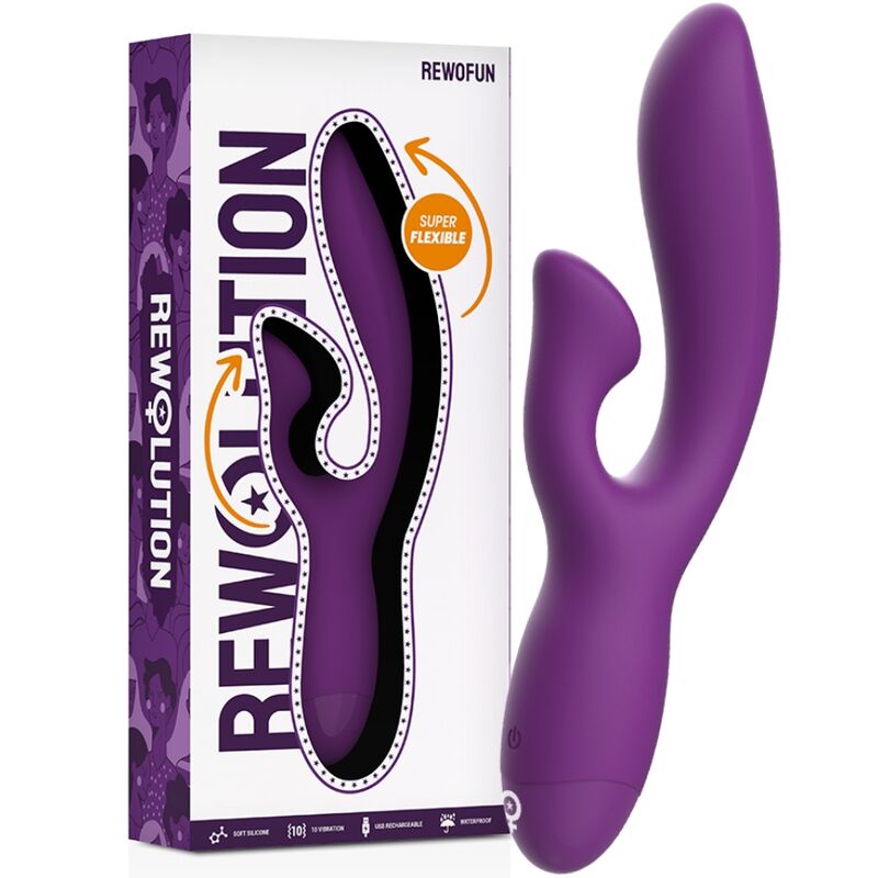 REWOLUTION RewoFun Rabbit Vibrator – Flexibel, 10 Vibrationsmodi, 5 Intensitäten, IPX7, Silikon Rabbit Vibrator diskret online kaufen