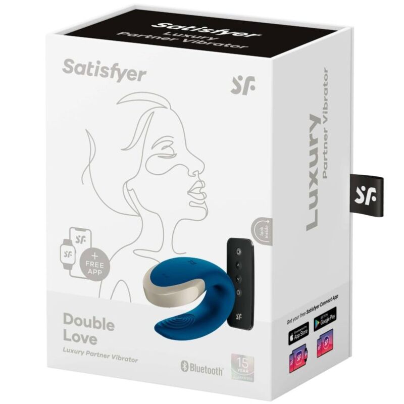 SATISFYER - DOUBLE LOVE LUXURY PARTNER VIBRATOR BLAU für sinnliche Momente allein oder zu zweit