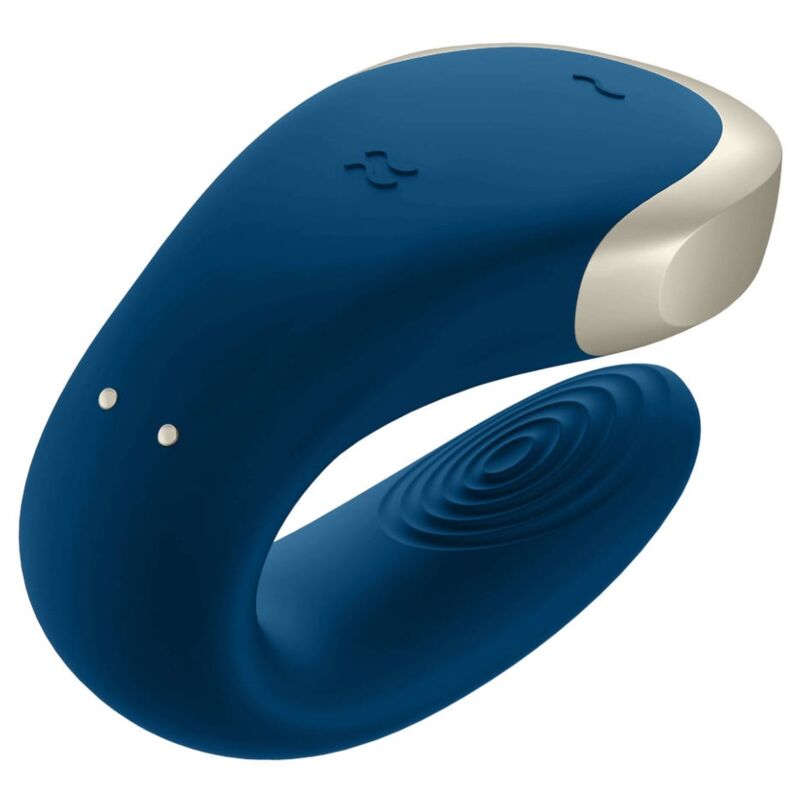 SATISFYER - DOUBLE LOVE LUXURY PARTNER VIBRATOR BLAU hochwertiges Sextoy bei Secret Pulse