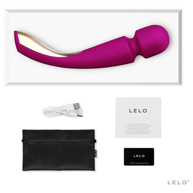 LELO - SMART WAND MEDIUM 2 DEEP ROSE MASSAGER Vibratorstab Produktansicht und Details