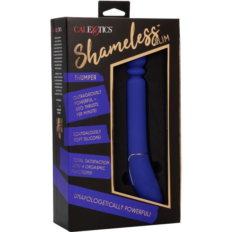 CALEXOTICS Shameless Slim Thumper – Kraftvolles Massagegerät, 4 Funktionen, Wasserdicht, Blau – Erotikspiel Bild 8