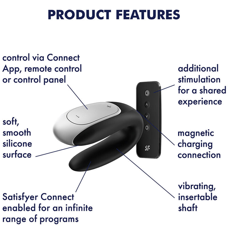 SATISFYER - DOUBLE FUN PARTNER VIBRATOR SCHWARZ Produktansicht und Details