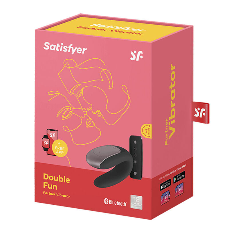 SATISFYER - DOUBLE FUN PARTNER VIBRATOR SCHWARZ hochwertiges Sextoy bei Secret Pulse