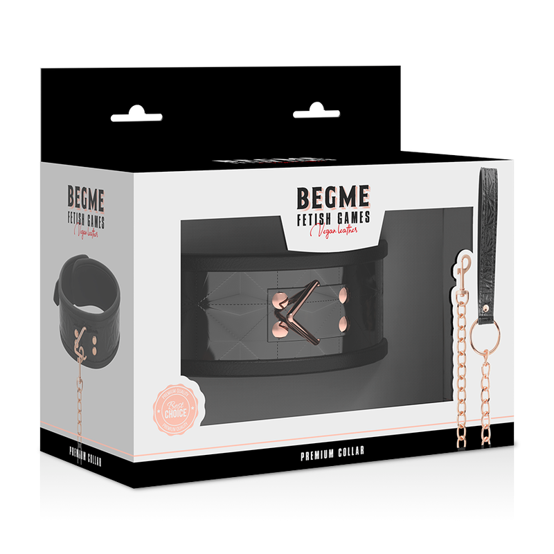 Begme Black Edition Premium Veganes Lederhalsband – Neoprenbezug & Bondage Produktansicht und Details