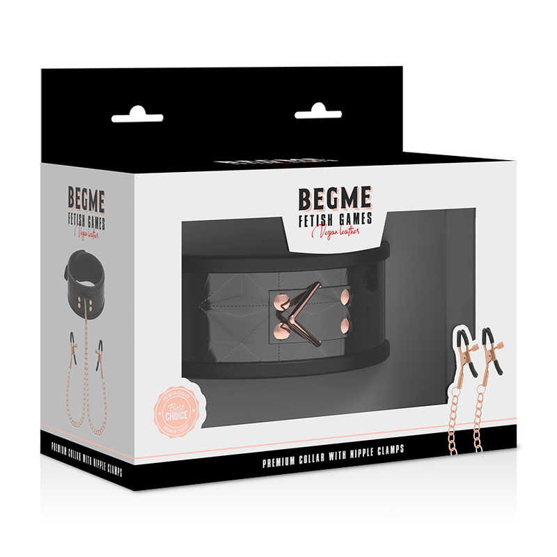BEGME Black Edition Halsband mit Nippelklemmen – Verstellbares Bondage-Zubehör | Secret Pulse Produktansicht und Details