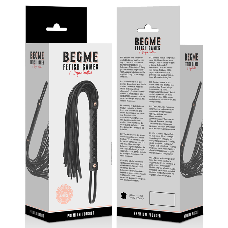 Begme Black Edition Veganer Leder Flogger – BDSM & Bondage Accessoire hochwertiges Zubehör