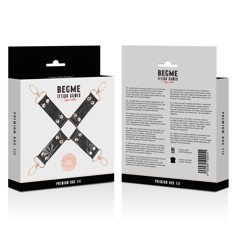 Begme Black Edition Hog-Krawatte – Veganes Leder für Bondage & BDSM hochwertiges Zubehör