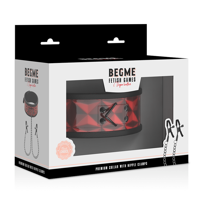 BEGME - RED EDITION HALSBAND MIT NIPPELKLEMMEN MIT NEOPRENFUTTER Produktansicht und Details