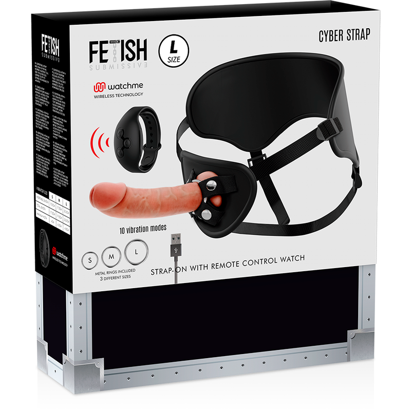 FETISH SUBMISSIVE CYBER STRAP - HARNESS MIT FERNBEDIENUNG DILDO WATCHME L-TECHNOLOGIE – Dildo Bild 2