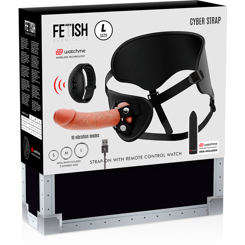 FETISH SUBMISSIVE CYBER STRAP - HARNESS MIT DILDO- UND BULLET-FERNBEDIENUNGS-WATCHME-L-TECHNOLOGIE – Dildo Bild 14
