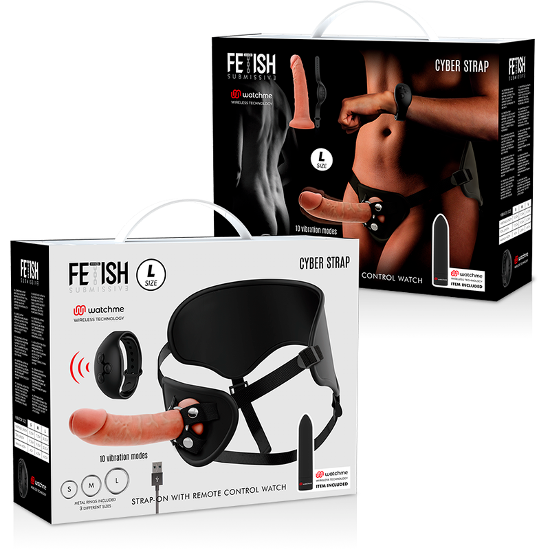 FETISH SUBMISSIVE CYBER STRAP - HARNESS MIT DILDO- UND BULLET-FERNBEDIENUNGS-WATCHME-L-TECHNOLOGIE – Dildo Bild 15