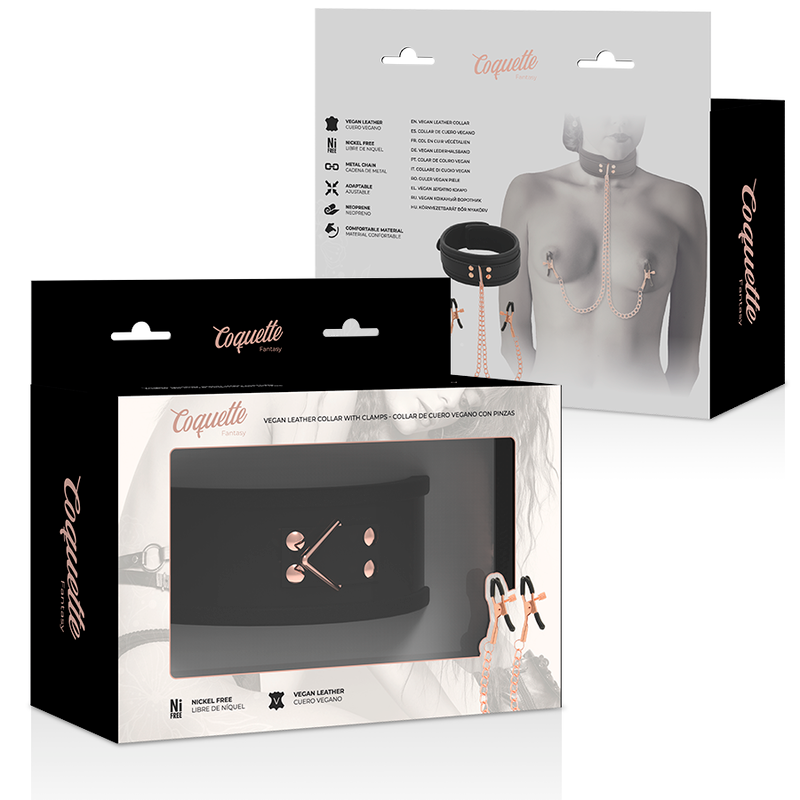 COQUETTE CHIC DESIRE Nippelklemm-Halskette – Veganes Leder, Neopren & Metall | Secret Pulse – Erotik-Schmuck Bild 9