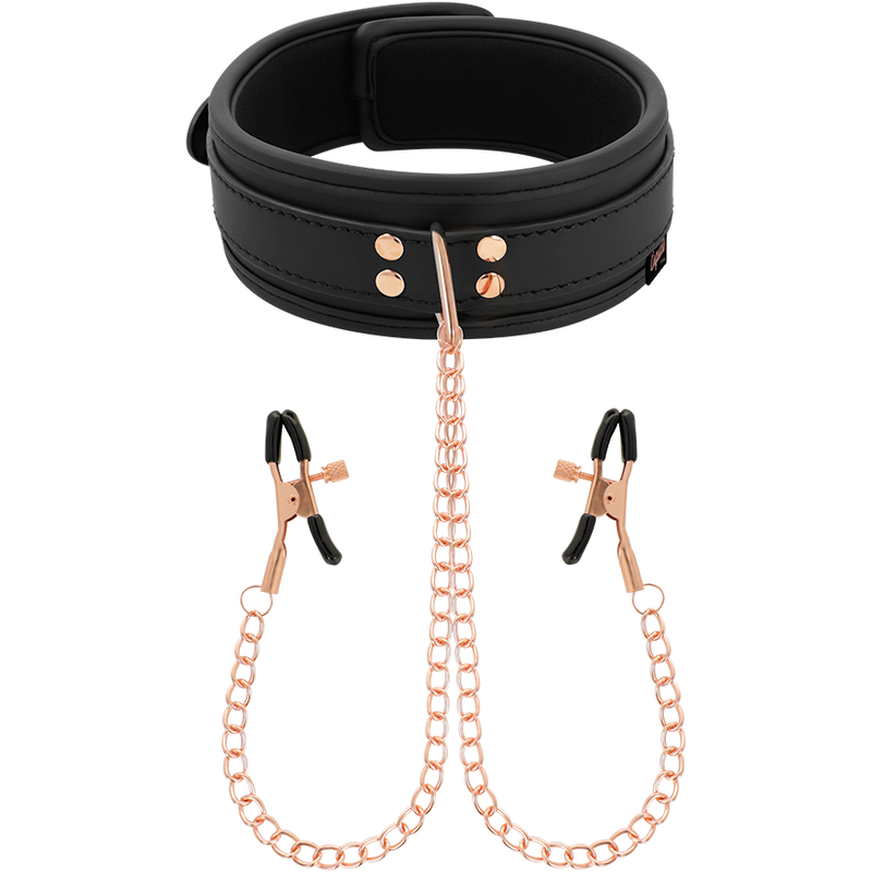 COQUETTE CHIC DESIRE Nippelklemm-Halskette – Veganes Leder, Neopren & Metall | Secret Pulse – Erotik-Schmuck Bild 4