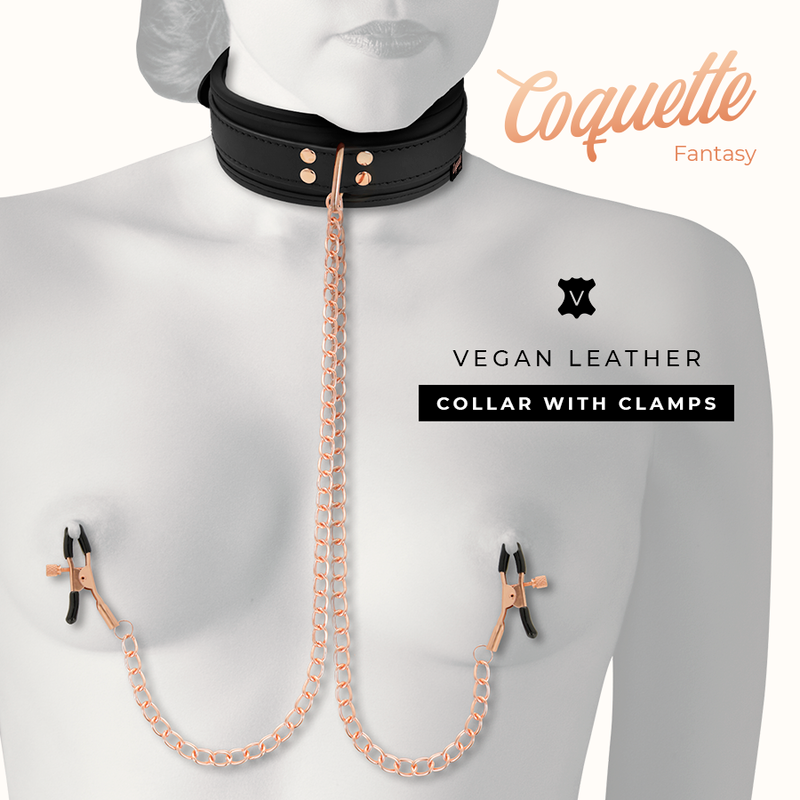 COQUETTE CHIC DESIRE Nippelklemm-Halskette – Veganes Leder, Neopren & Metall | Secret Pulse – Erotik-Schmuck Bild 2