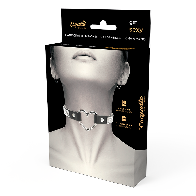 COQUETTE CHIC DESIRE Halsband mit Herz – Veganes Leder, Fetisch & BDSM | Secret Pulse Produktansicht und Details