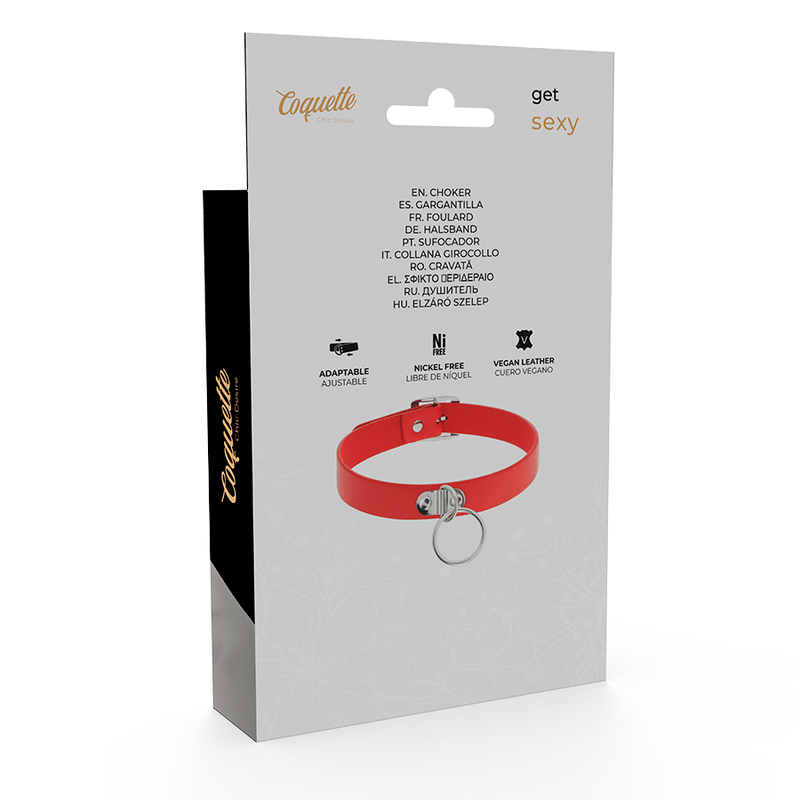 COQUETTE CHIC DESIRE Rote Halskette – Veganes Leder, Fetisch & BDSM für Frauen | Secret Pulse Produktansicht und Details
