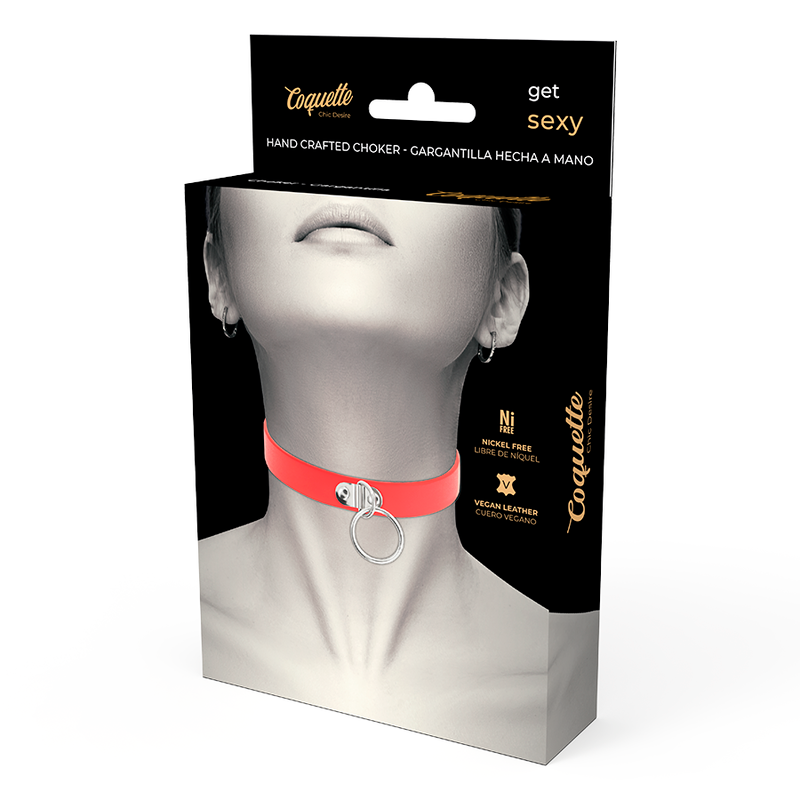 COQUETTE CHIC DESIRE Rote Halskette – Veganes Leder, Fetisch & BDSM für Frauen | Secret Pulse BDSM-Zubehör diskret online kaufen