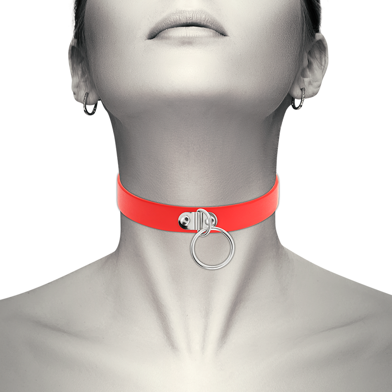 COQUETTE CHIC DESIRE Rote Halskette – Veganes Leder, Fetisch & BDSM für Frauen | Secret Pulse Produktansicht und Details