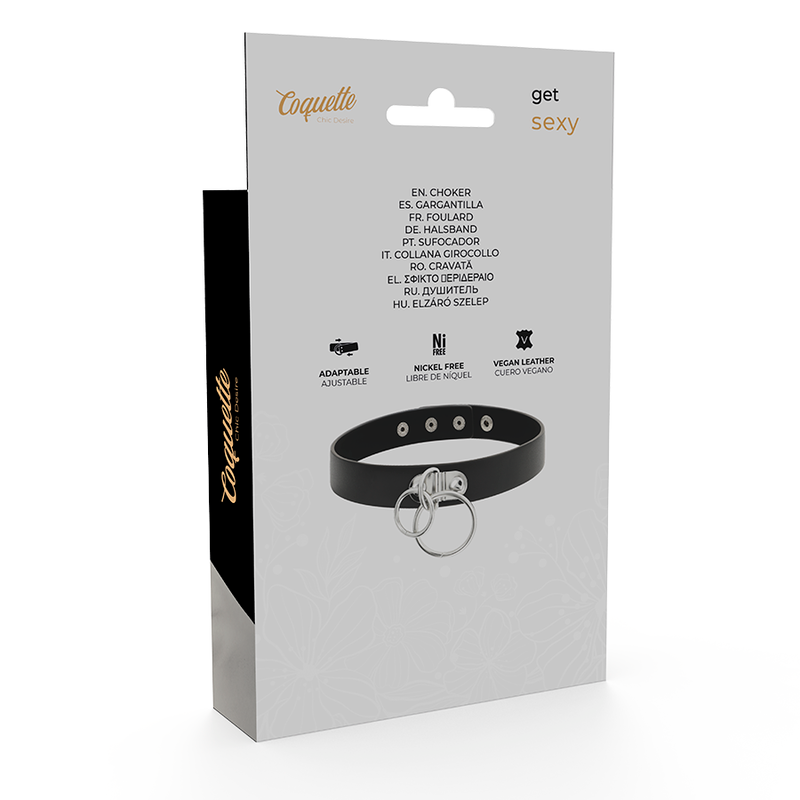 COQUETTE CHIC DESIRE Doppelring-Halsband – Veganes Leder, Fetisch & BDSM | Secret Pulse BDSM-Zubehör diskret online kaufen