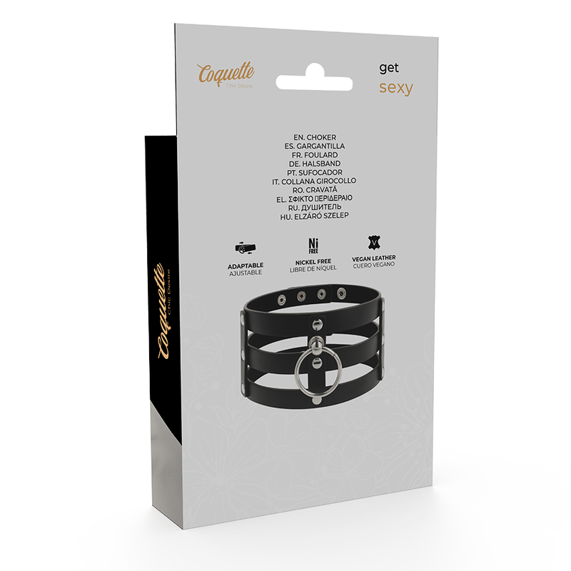 COQUETTE CHIC DESIRE veganes Leder-Halsband – Fetisch & BDSM Stil | Secret Pulse Produktansicht und Details