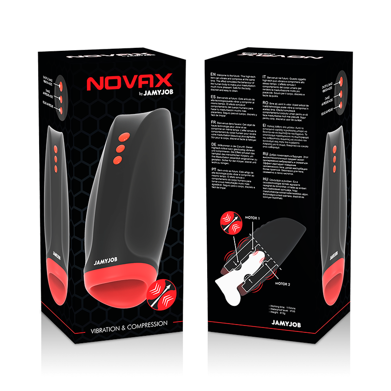 JAMYJOB - NOVAX MASTURBATOR MIT VIBRATION UND KOMPRESSION Produktansicht und Details