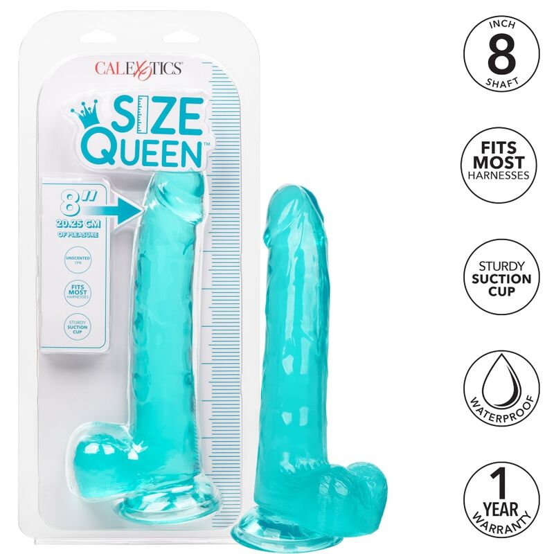 CalExotics – Größe Königin Dildo Blau, 20,3 cm Realistisch Produktansicht und Details