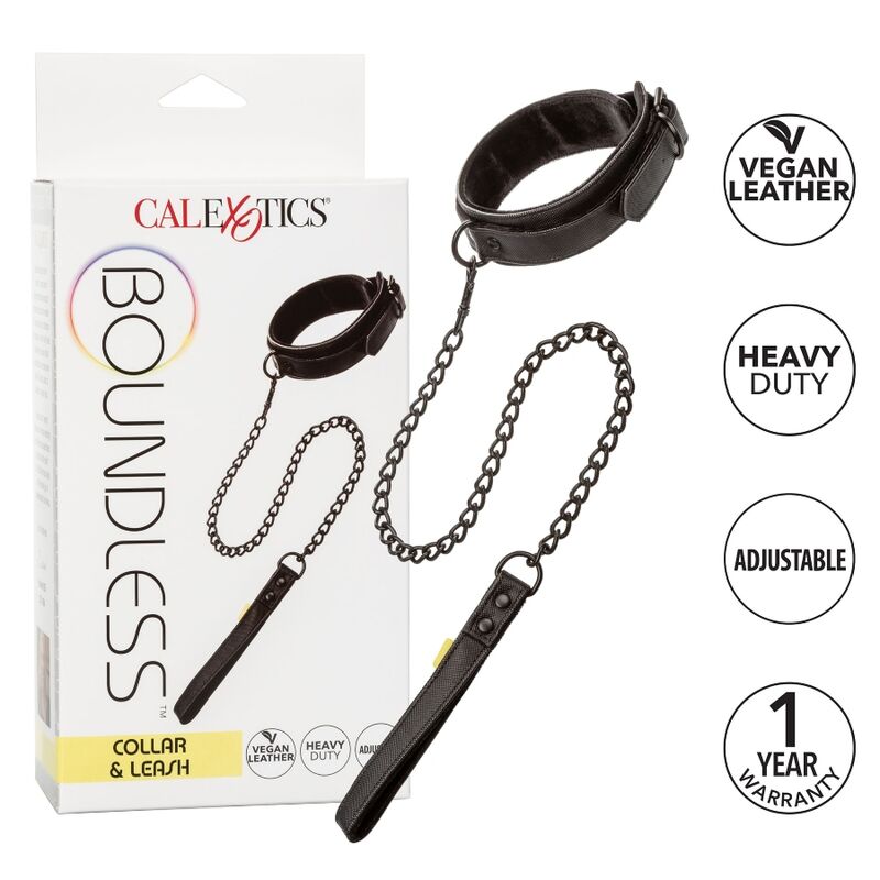 CalExotics Boundless Halsband & Leine – Verstellbar, Veganes Leder, Bondage Bondage-Fessel diskret online kaufen