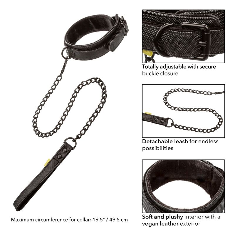 CalExotics Boundless Halsband & Leine – Verstellbar, Veganes Leder, Bondage Produktansicht und Details