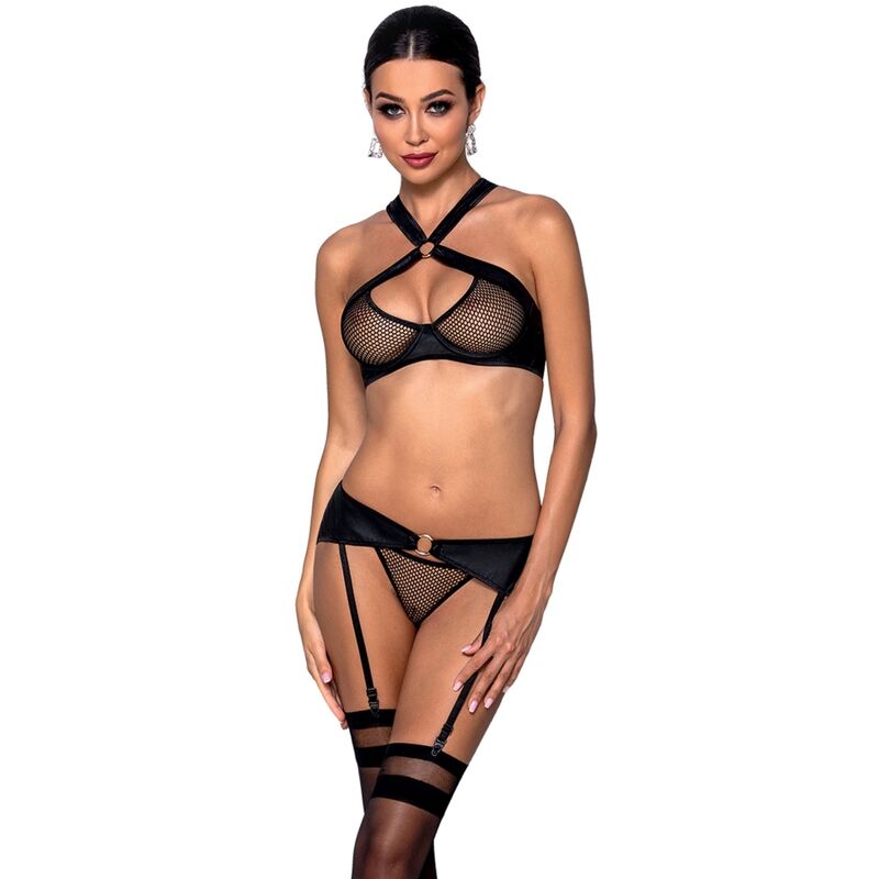 PASSION - AMANDA ÖKOLOGISCHES LEDER-SET S/M Dessous-Set Produktansicht