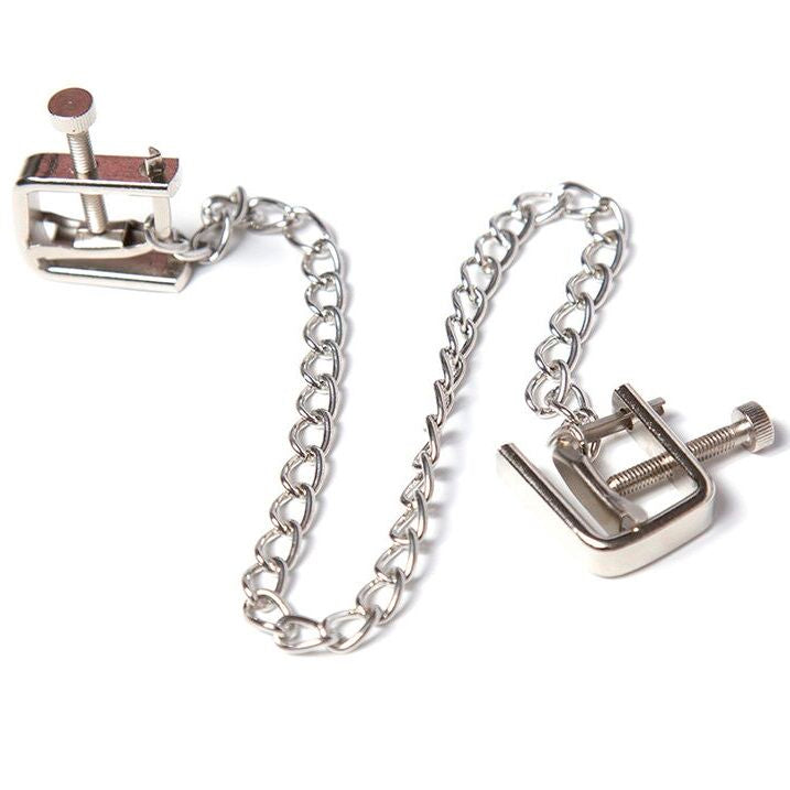 OHMAMA FETISH - METALLSCHRAUBENKLEMMEN MIT KETTE – BDSM-Zubehör Bild 1