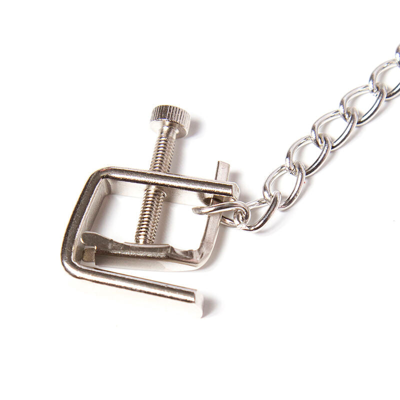 OHMAMA FETISH - METALLSCHRAUBENKLEMMEN MIT KETTE – BDSM-Zubehör Bild 2