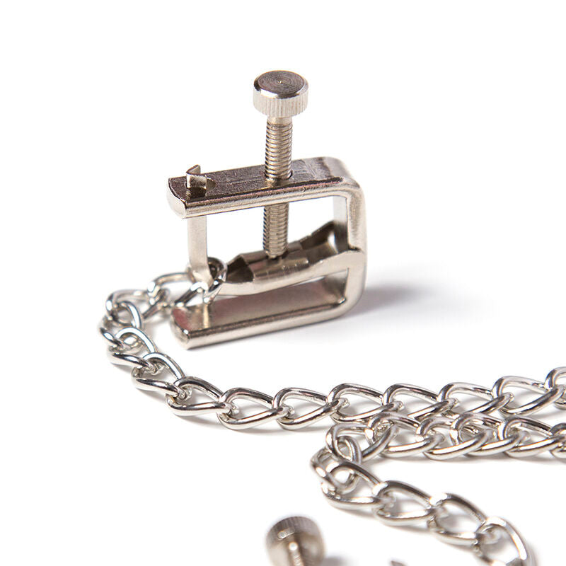 OHMAMA FETISH - METALLSCHRAUBENKLEMMEN MIT KETTE – BDSM-Zubehör Bild 3