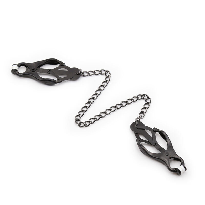 OhMama Fetish Japanische Nippelklemmen mit schwarzer Kette – Verstellbare Brustklammern | Secret Pulse Produktansicht und Details