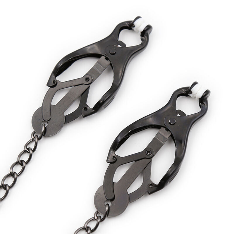 OhMama Fetish Japanische Nippelklemmen mit schwarzer Kette – Verstellbare Brustklammern | Secret Pulse bei Secret Pulse im Erotikshop