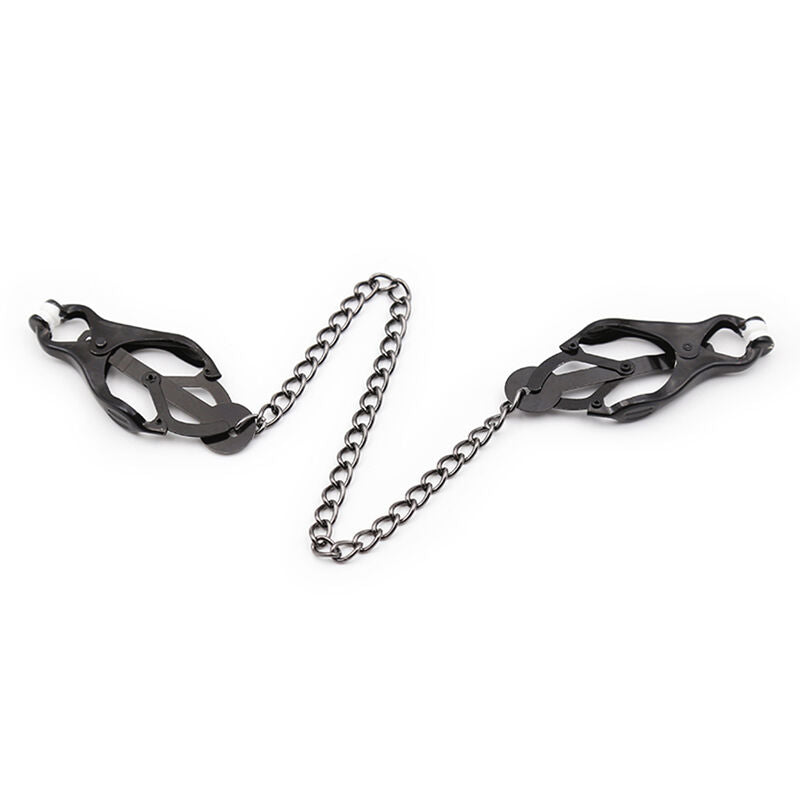 OhMama Fetish Japanische Nippelklemmen mit schwarzer Kette – Verstellbare Brustklammern | Secret Pulse hochwertiges Zubehör