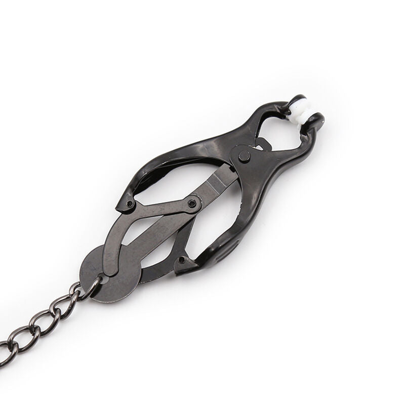 OhMama Fetish Japanische Nippelklemmen mit schwarzer Kette – Verstellbare Brustklammern | Secret Pulse Nippelklemme diskret online kaufen