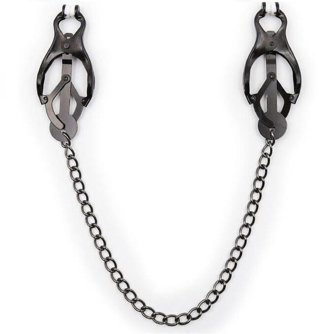 OhMama Fetish Japanische Nippelklemmen mit schwarzer Kette – Verstellbare Brustklammern | Secret Pulse Nippelklemme diskret online kaufen