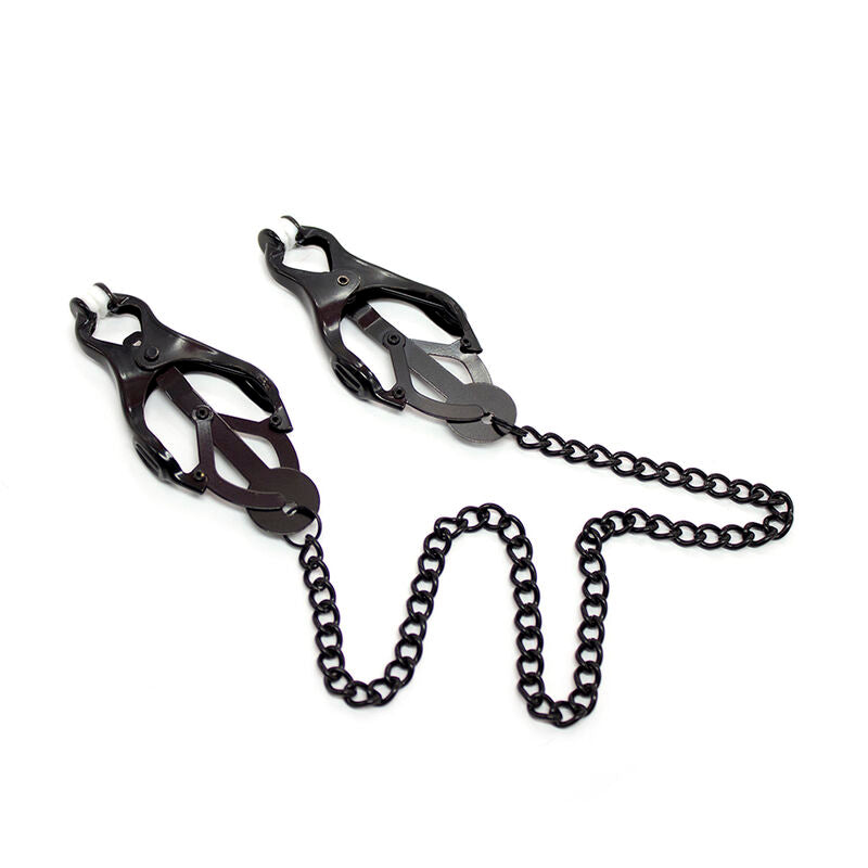 OhMama Fetish Japanische Nippelklemmen mit schwarzer Kette – Verstellbare Brustklammern | Secret Pulse bei Secret Pulse im Erotikshop