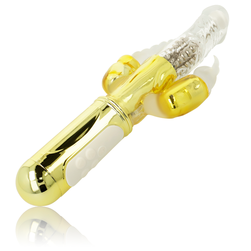 OHMAMA Goldener Multifunktions-Vibrator – Doppelkaninchen, Wiederaufladbar Produktansicht und Details