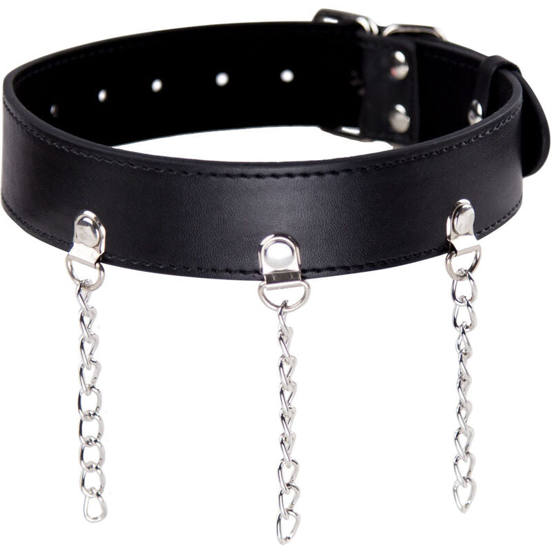 OHMAMA FETISH Halskette mit Ringen – Verstellbar, Metallkette & Kunstleder | Secret Pulse – BDSM-Zubehör Bild 2