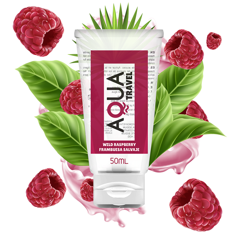AQUA TRAVEL - SCHMIERMITTEL AUF WASSERBASIS MIT WILD-HIMBEER-GESCHMACK - 50 ML wasserbasiertes Gleitgel diskret online kaufen