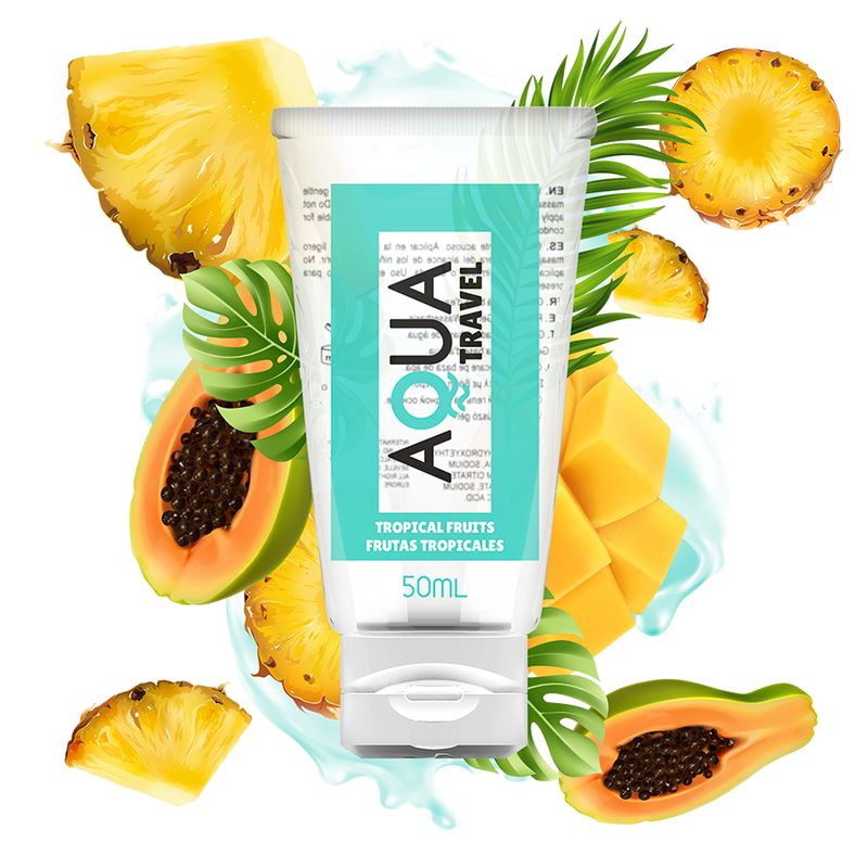 AQUA TRAVEL - FLAVOUR SCHMIERMITTEL AUF WASSERBASIS TROPISCHE FRÜCHTE - 50 ML wasserbasiertes Gleitgel diskret online kaufen