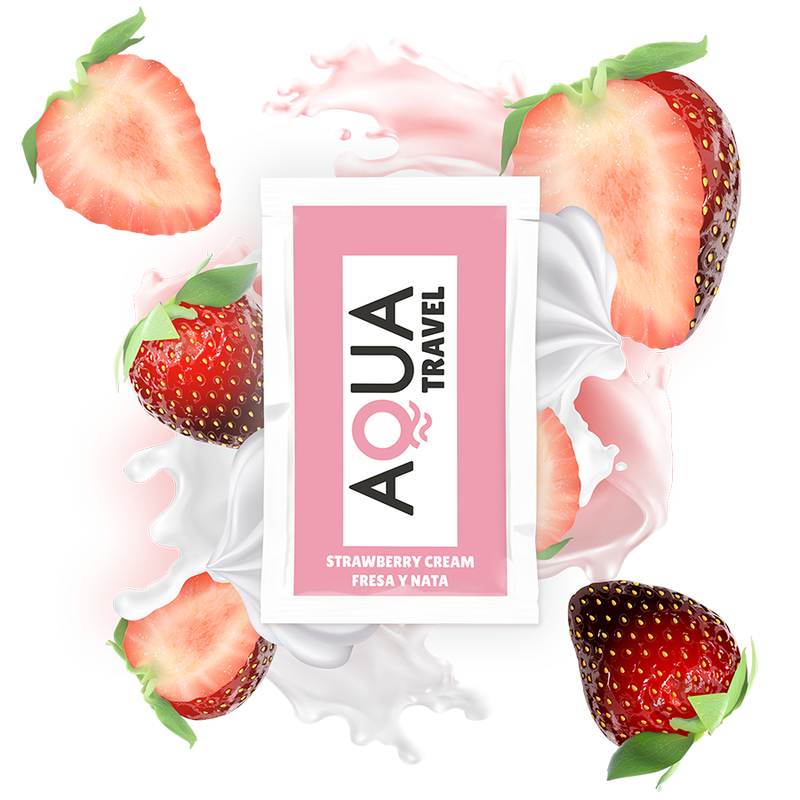 AQUA TRAVEL - SCHMIERMITTEL AUF WASSERBASIS MIT ERDBEER-CREME-GESCHMACK 6 ML in der Secret Pulse Aroma-Gleitgel Probierbox