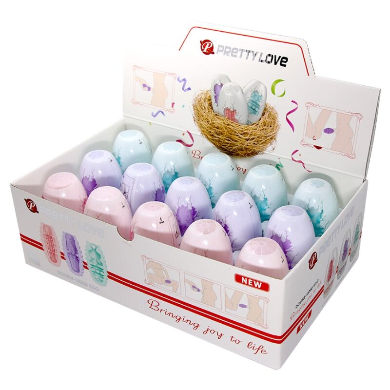 PRETTY LOVE - DOPPELSEITIGES MASTURBATOR-EI 15 EINHEITEN Produktansicht und Details