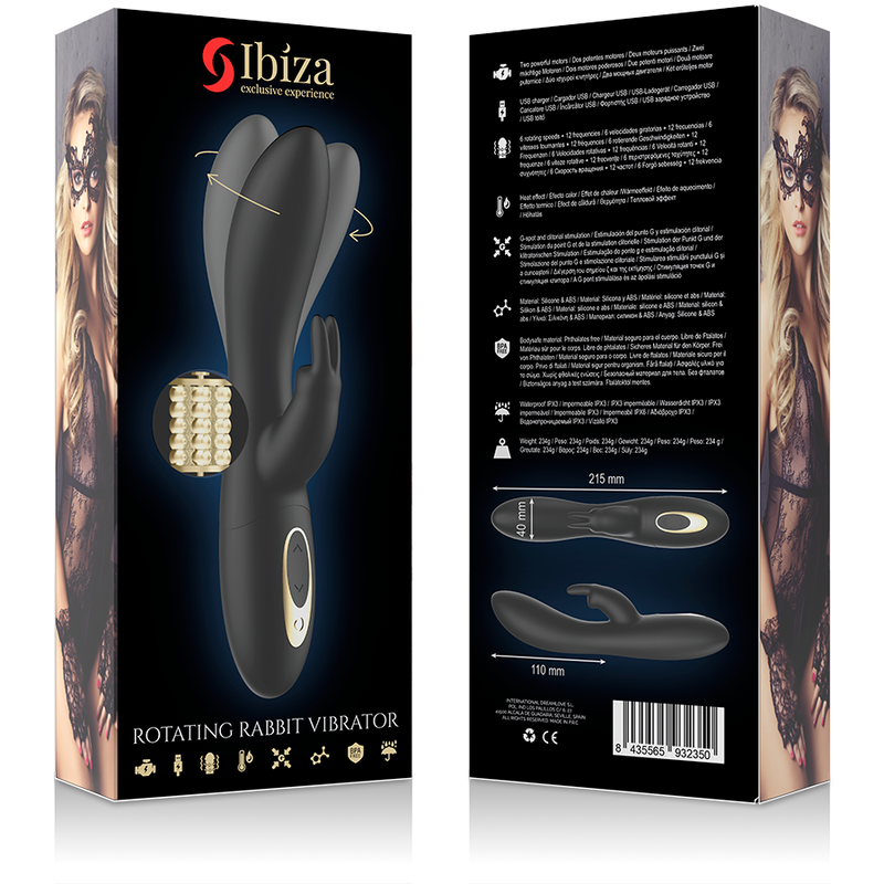IBIZA Perlenrotator mit Kaninchen – 2 Motoren, USB, 12 Frequenzen, wasserdicht – Erotik-Zubehör Bild 15
