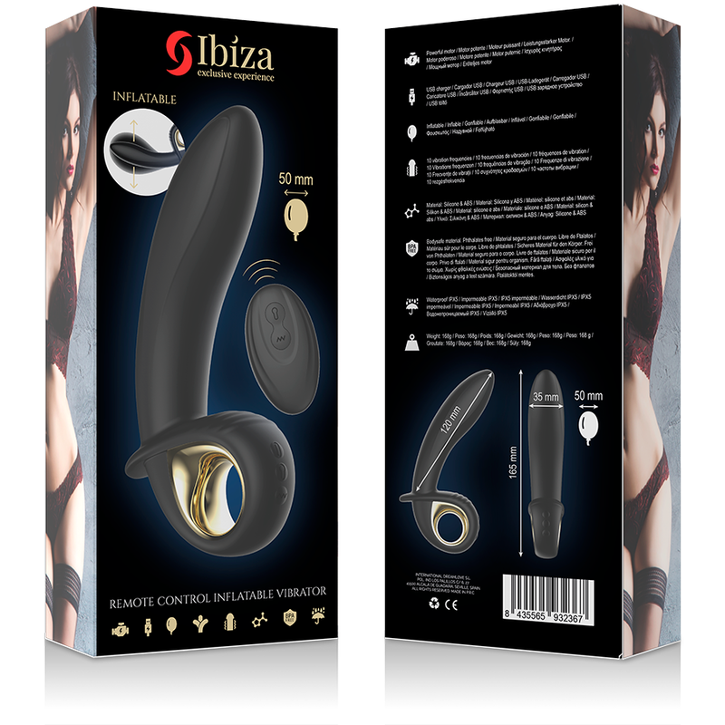 IBIZA Aufblasbarer Anal- & Vaginal-Vibrator – Fernbedienung, 10 Modi, USB, wasserdicht – Masturbator Bild 12